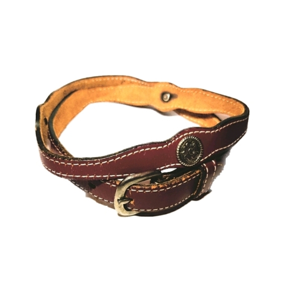 Circle Y Purple Western Conch Skinny Leather belt Size 32 - Picture 1 of 9